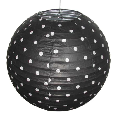 Papierové tienidlo KOKON - 35cm, guľa, bodky, čierne
