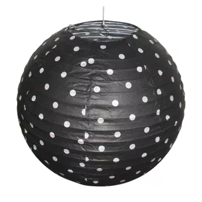 Papierové tienidlo KOKON - 35cm, guľa, bodky, čierne