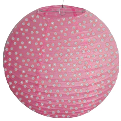 Papierové tienidlo KOKON - 35cm, guľa, bodky, ružové