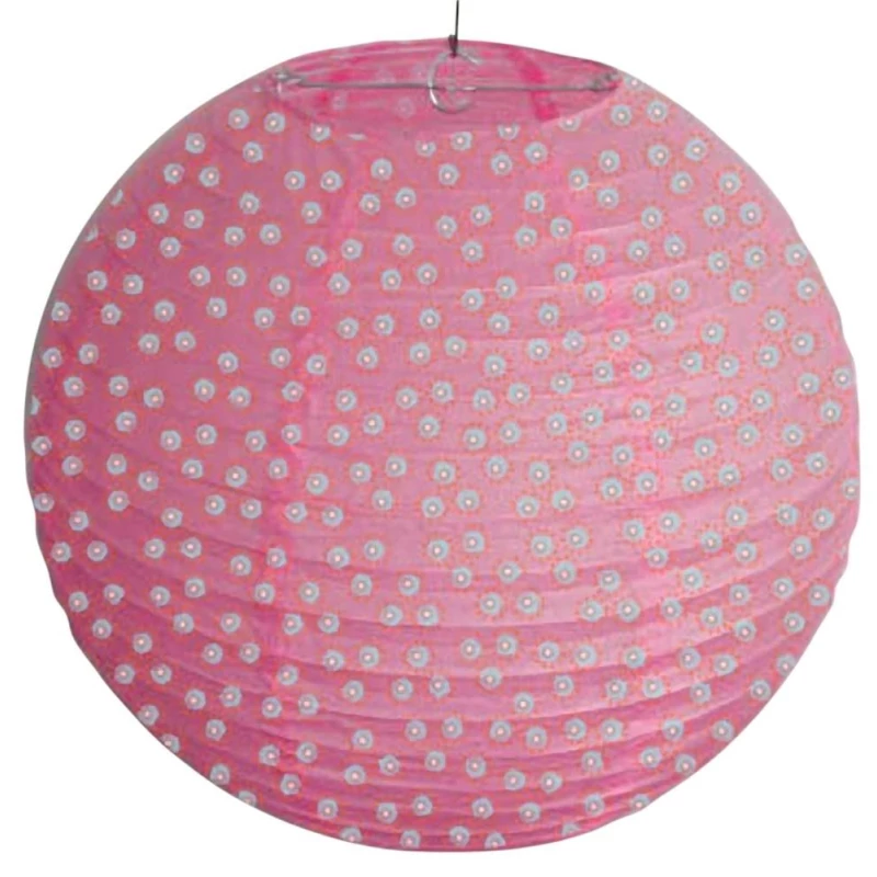 Papierové tienidlo KOKON - 35cm, guľa, bodky, ružové