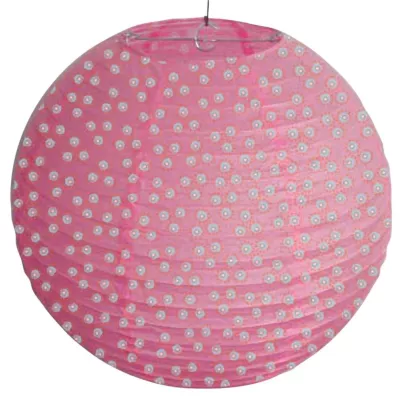 Papierové tienidlo KOKON - 35cm, guľa, bodky, ružové