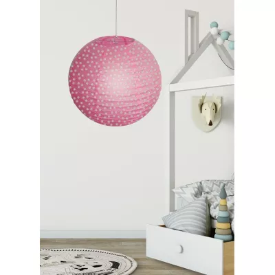 Papierové tienidlo KOKON - 35cm, guľa, bodky, ružové