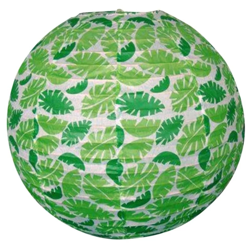 Papierové tienidlo KOKON - 35cm, guľa, listy, zelené