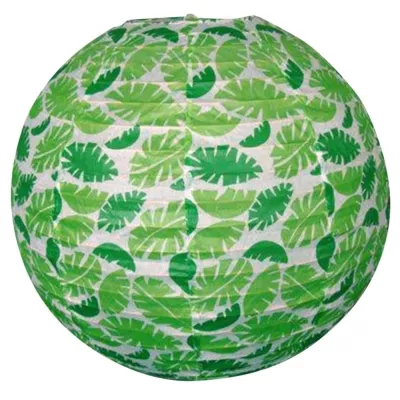 Papierové tienidlo KOKON - 35cm, guľa, listy, zelené
