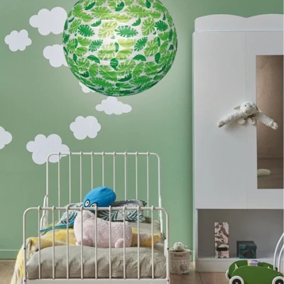 Papierové tienidlo KOKON - 35cm, guľa, listy, zelené