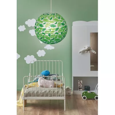 Papierové tienidlo KOKON - 35cm, guľa, listy, zelené