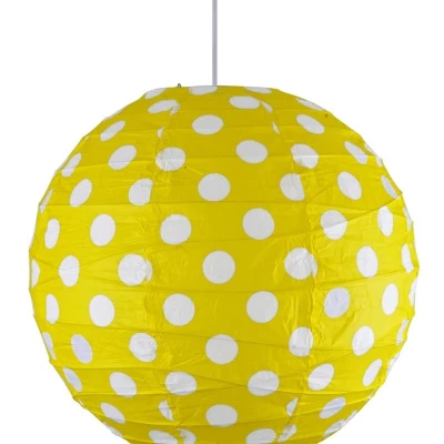 Papierové tienidlo KOKON - 40cm, guľa, bodky, žlté