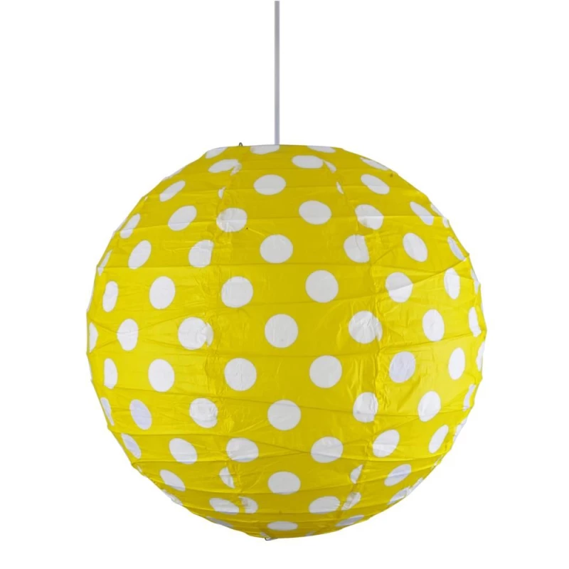 Papierové tienidlo KOKON - 40cm, guľa, bodky, žlté