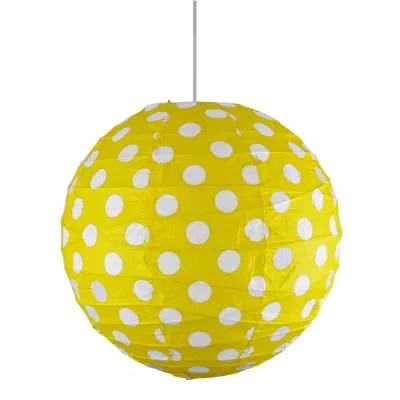 Papierové tienidlo KOKON - 40cm, guľa, bodky, žlté