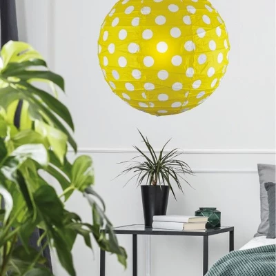 Papierové tienidlo KOKON - 40cm, guľa, bodky, žlté