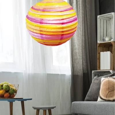 Papierové tienidlo KOKON - 50cm, guľa, oranžové / ružové