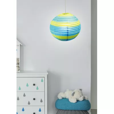 Papierové tienidlo KOKON - 50cm, guľa, modré / zelené