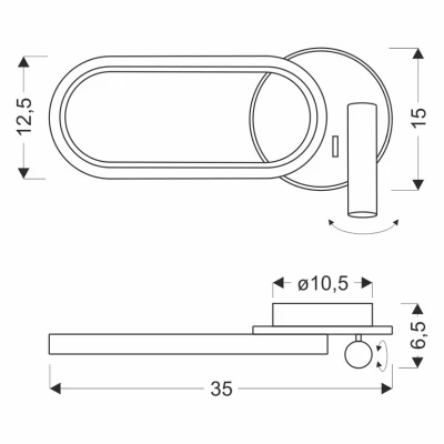 LED nástenná lampa k posteli MONET - 13W, 3000-6000K (teplá-studená biela), čierna