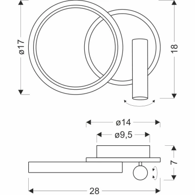 LED nástenná lampa k posteli MONET - 18W, 3000K (teplá biela), čierna