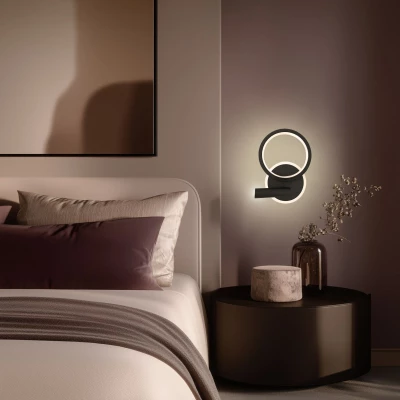 LED nástenná lampa k posteli MONET - 18W, 3000K (teplá biela), čierna