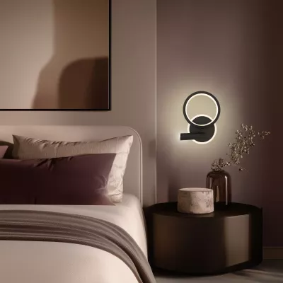 LED nástenná lampa k posteli MONET - 18W, 3000K (teplá biela), čierna