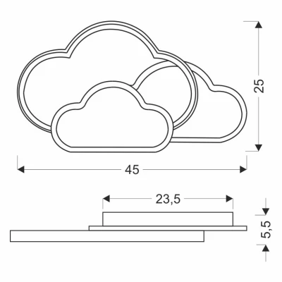 Detské nástenné LED svetlo OBLACI - 24W, 2800-6500K (teplá-studená biela), biele