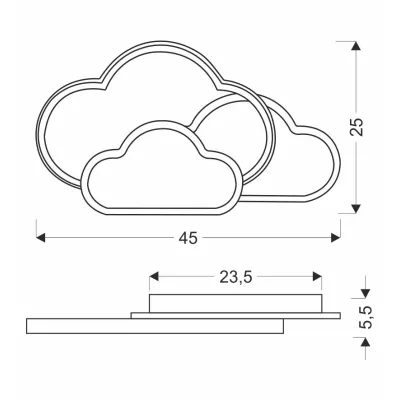 Detské nástenné LED svetlo OBLACI - 24W, 2800-6500K (teplá-studená biela), biele