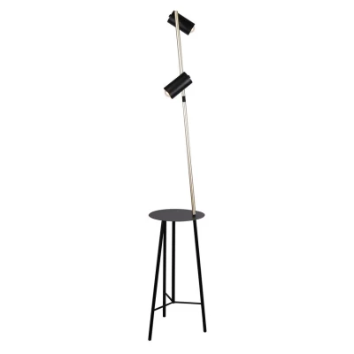 Dizajnová podlahová lampa PERRET - 2xGU10, 15W, čierna / zlatá