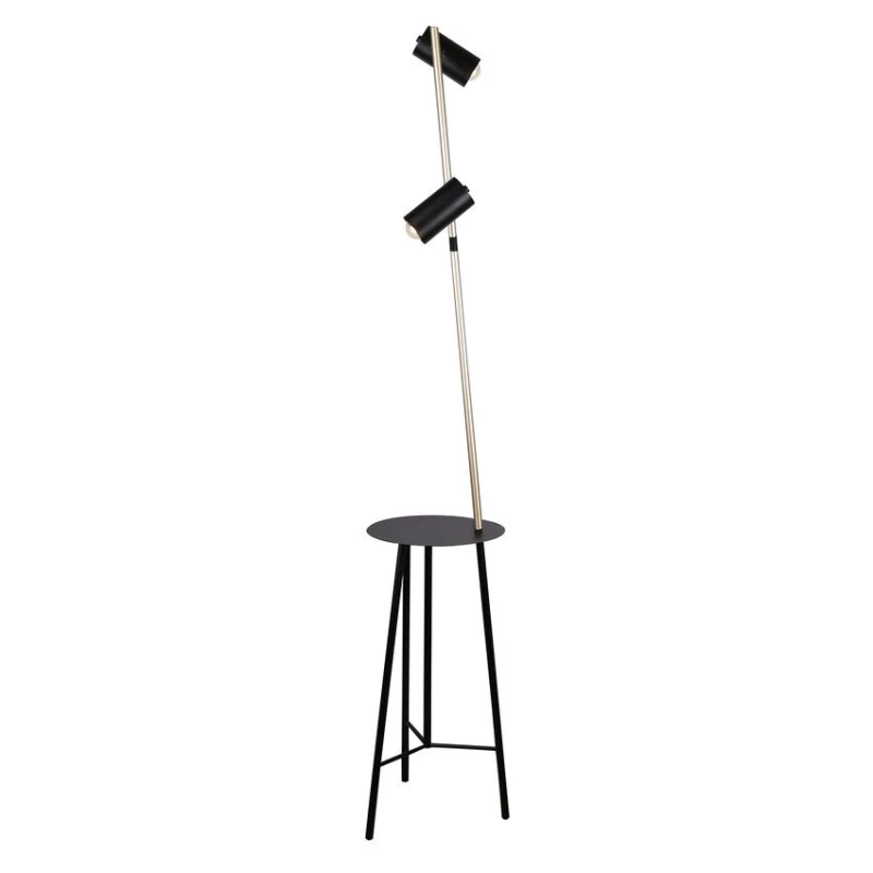 Dizajnová podlahová lampa PERRET - 2xGU10, 15W, čierna / zlatá