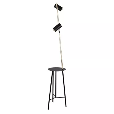 Dizajnová podlahová lampa PERRET - 2xGU10, 15W, čierna / zlatá