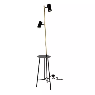 Dizajnová podlahová lampa PERRET - 2xGU10, 15W, čierna / zlatá