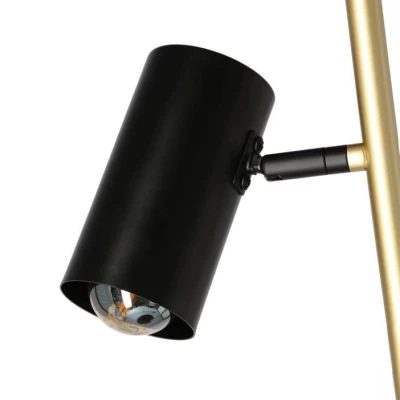 Dizajnová podlahová lampa PERRET - 2xGU10, 15W, čierna / zlatá