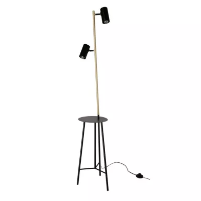 Dizajnová podlahová lampa PERRET - 2xGU10, 15W, čierna / zlatá