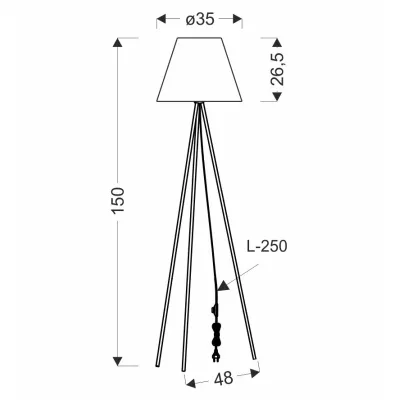 Dizajnová lampa trojnožka PLATINO - 1xE27, 40W, zlatá