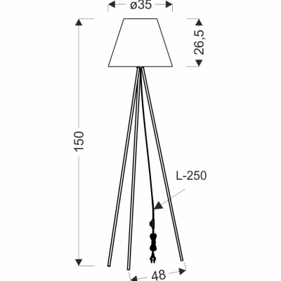 Dizajnová lampa trojnožka PLATINO - 1xE27, 40W, čierna / medená