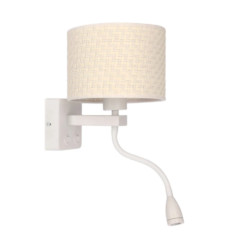 Nástenná lampa s čítacím ramenom POLO - 1xE27, 40W + LED 2W, 3200K (teplá biela), biela / krémová