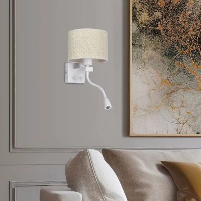 Nástenná lampa s čítacím ramenom POLO - 1xE27, 40W + LED 2W, 3200K (teplá biela), biela / krémová