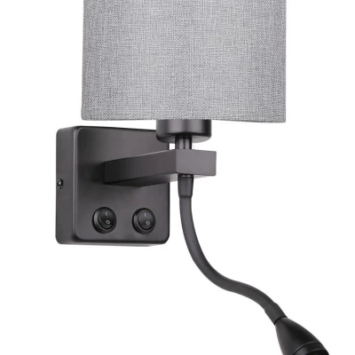 Nástenná lampa s čítacím ramenom POLO - 1xE27, 40W + LED 2W, 3200K (teplá biela), čierna / šedá
