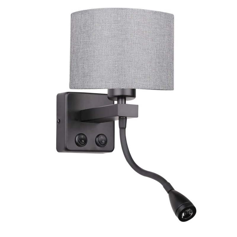 Nástenná lampa s čítacím ramenom POLO - 1xE27, 40W + LED 2W, 3200K (teplá biela), čierna / šedá