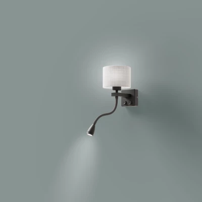 Nástenná lampa s čítacím ramenom POLO - 1xE27, 40W + LED 2W, 3200K (teplá biela), čierna / šedá
