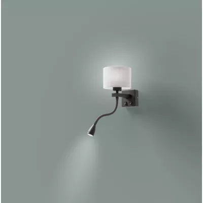 Nástenná lampa s čítacím ramenom POLO - 1xE27, 40W + LED 2W, 3200K (teplá biela), čierna / šedá