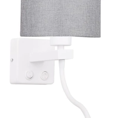Nástenná lampa s čítacím ramenom POLO - 1xE27, 40W + LED 2W, 3200K (teplá biela), biela / šedá