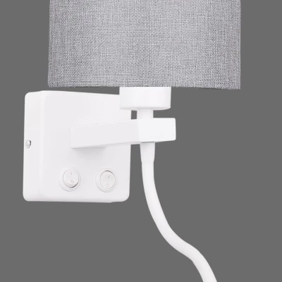 Nástenná lampa s čítacím ramenom POLO - 1xE27, 40W + LED 2W, 3200K (teplá biela), biela / šedá