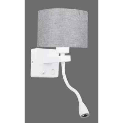 Nástenná lampa s čítacím ramenom POLO - 1xE27, 40W + LED 2W, 3200K (teplá biela), biela / šedá