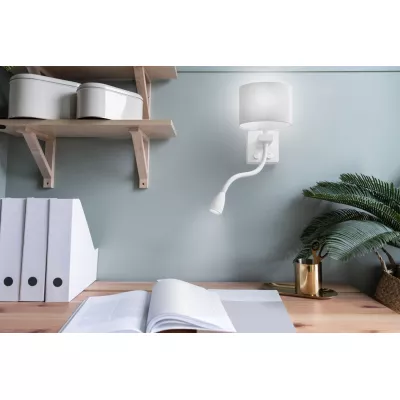 Nástenná lampa s čítacím ramenom POLO - 1xE27, 40W + LED 2W, 3200K (teplá biela), biela / šedá