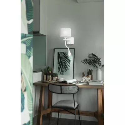 Nástenná lampa s čítacím ramenom POLO - 1xE27, 40W + LED 2W, 3200K (teplá biela), biela / šedá