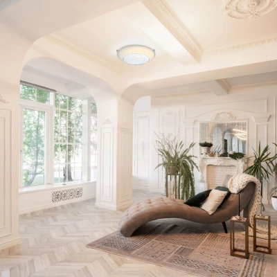 Nástenné / stropné LED okrúhle svietidlo PRISTINA - 16W, 4000K (denná biela), 40cm, biele / číre