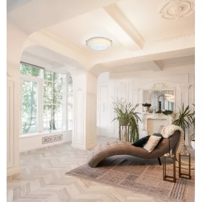 Nástenné / stropné LED okrúhle svietidlo PRISTINA - 16W, 4000K (denná biela), 40cm, biele / číre