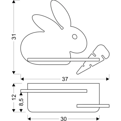Detské LED nástenné svetlo s poličkou RABBIT - 4W, 4000K (denná biela), šedé / biele