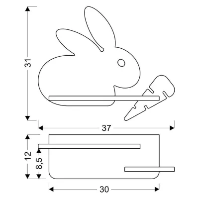 Detské LED nástenné svetlo s poličkou RABBIT - 4W, 4000K (denná biela), šedé / biele