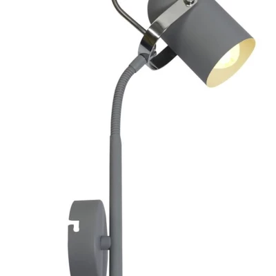 Nástenná bodová lampa na čítanie GRAY - 1xE14, 40W, šedá
