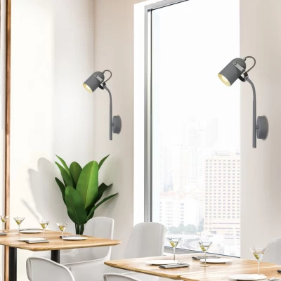 Nástenná bodová lampa na čítanie GRAY - 1xE14, 40W, šedá
