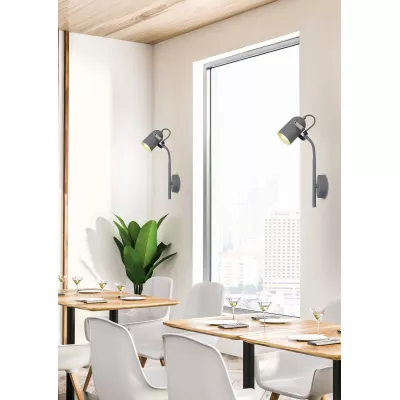 Nástenná bodová lampa na čítanie GRAY - 1xE14, 40W, šedá