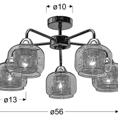 Stropné päťramenné osvetlenie RAY - 5xE14, 40W, chrómované