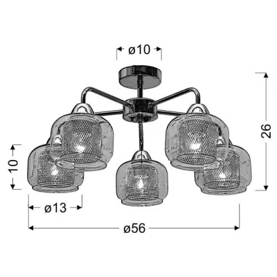 Stropné päťramenné osvetlenie RAY - 5xE14, 40W, chrómované